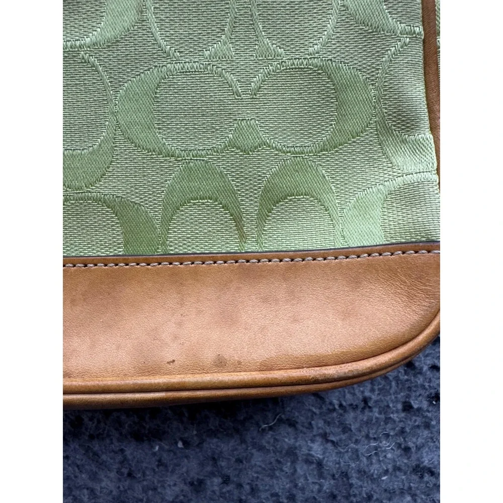 Vintage Coach Womens Signature Monogram Demi Shoulder Bag Lime Green 6094